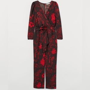 H&M Red Floral Jumpsuit